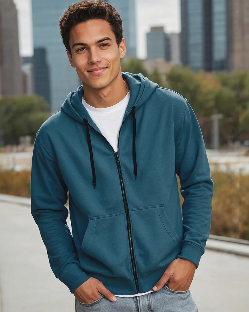 بيواكوف Men's Blue Zipper Hoodies